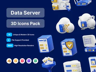 データサーバーとバックエンド 3D Iconパック