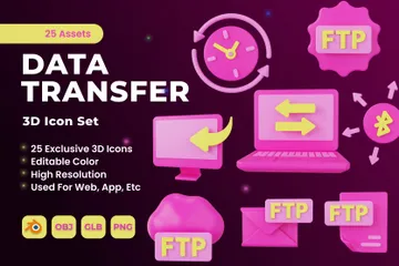 Data Transfer 3D Icon Pack