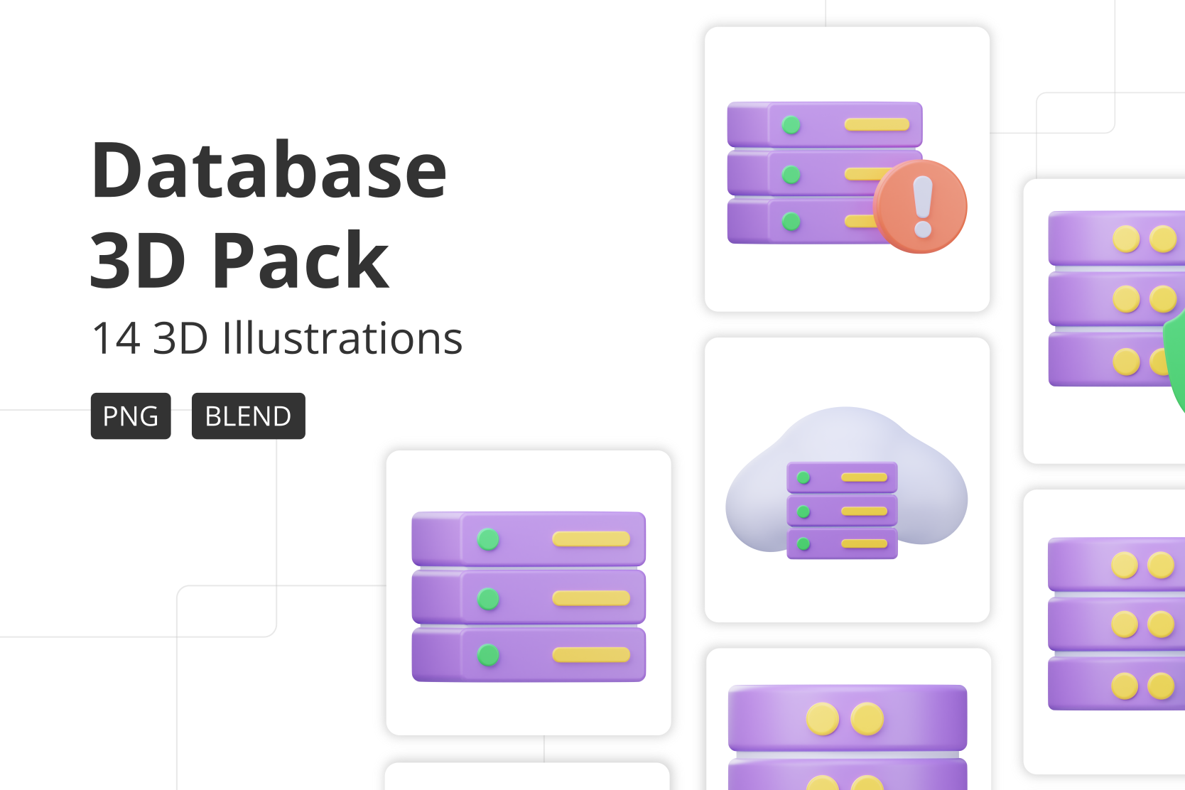Premium Database 3D Illustration pack from Network & Communication 3D ...