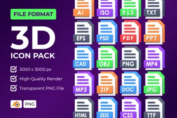 Datei Format 3D Icon Pack