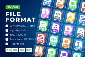 Datei Format 3D Icon Pack