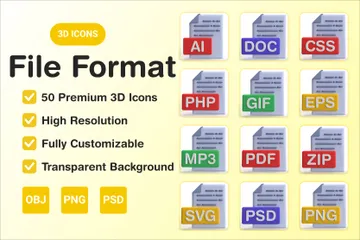 Datei Format 3D Icon Pack