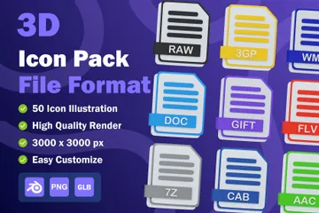 Datei Format 3D Icon Pack