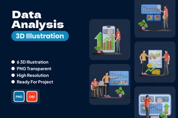 Datenanalyse 3D Illustration Pack