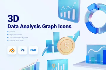 Datenanalysediagramm 3D Icon Pack