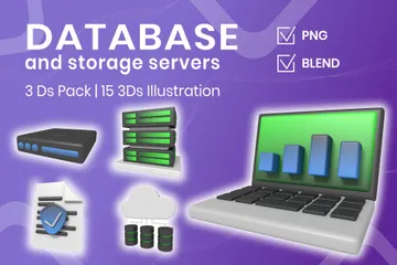 Datenbank- und Speicherserver 3D Icon Pack