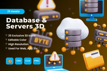 Datenbank und Server 3D Icon Pack