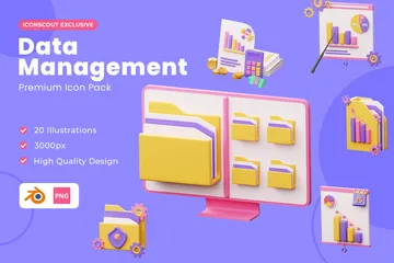 Datenmanagement 3D Illustration Pack