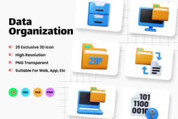 Datenorganisation 3D Icon Pack