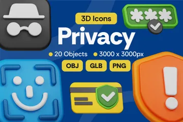 Privatsphäre 3D Icon Pack