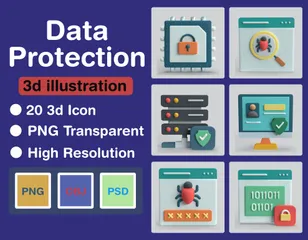 Datenschutz 3D Icon Pack