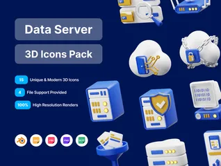 Datenserver und Backend 3D Icon Pack