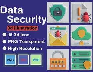 Datensicherheit 3D Icon Pack