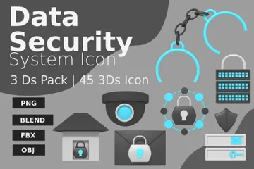 Datensicherheitssystem 3D Icon Pack