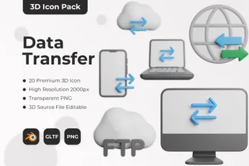 Datentransfer 3D Icon Pack