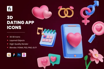 Dating Apps 3D Icon Pack