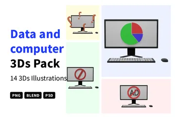 Datos y computadora Paquete de Icon 3D
