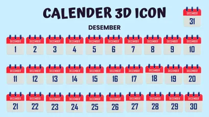 December Calendar 3D Icon Pack