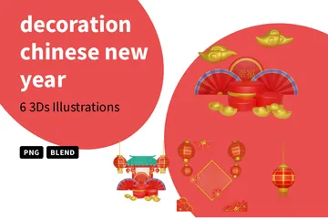 Decoração Ano Novo Chinês Pacote de Illustration 3D