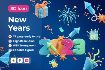 Decoração de Ano Novo Pacote de Icon 3D
