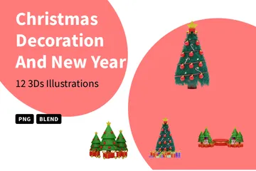 Decoração de Natal e Ano Novo Pacote de Illustration 3D