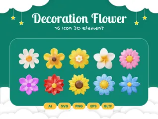 Decorative Flower 3D Icon Pack