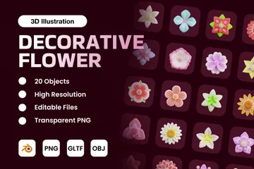 Decorative Flower 3D Icon Pack