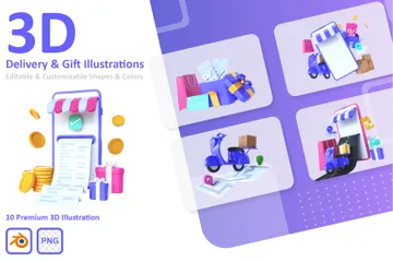 Delivery And Gift 3D Illustration Pack