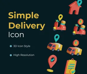 Delivery Box And Vehicle 3D Icon Pack