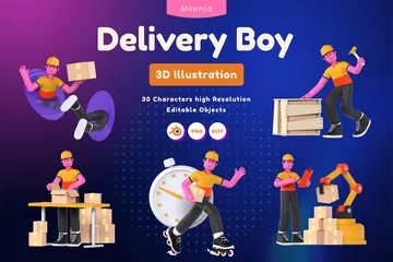 Delivery Boy 3D Illustration Pack