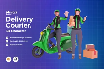 Delivery Courier Girl 3D Illustration Pack