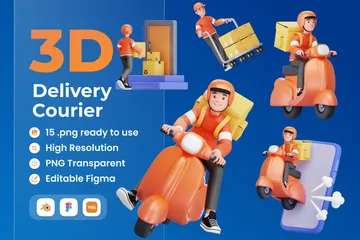Delivery Courrier 3D Illustration Pack
