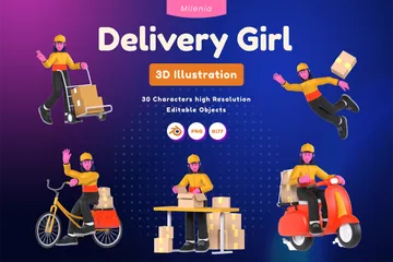 Delivery Girl 3D Illustration Pack