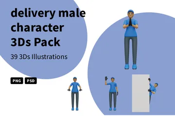 Delivery Male Character 3D Illustration Pack