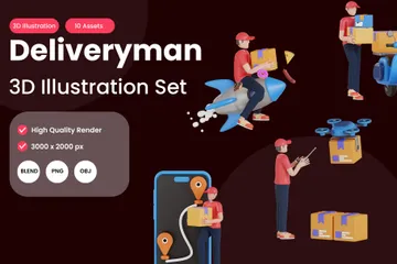 Delivery Man 3D Illustration Pack