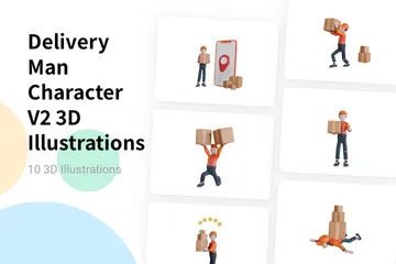 Delivery Man Character V2 3D Illustration Pack