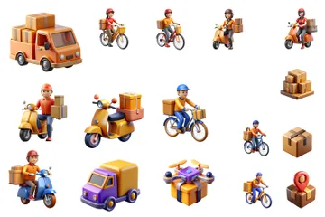 Delivery Service 3D Icon Pack