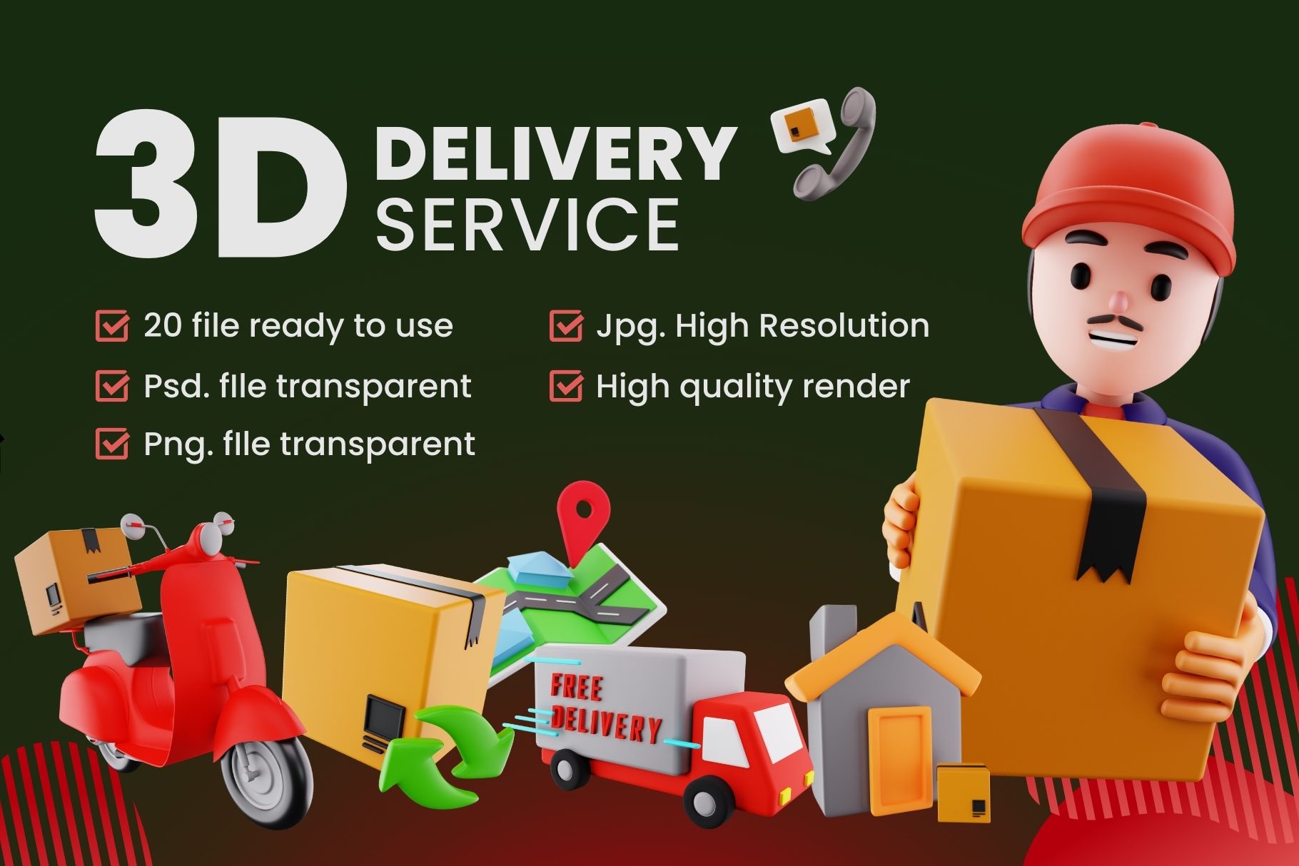 Premium Delivery Service 3D Illustration Pack From E-commerce ...