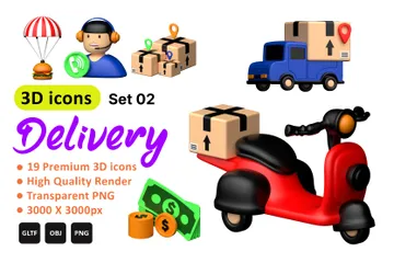 Delivery Set 02 3D Icon Pack