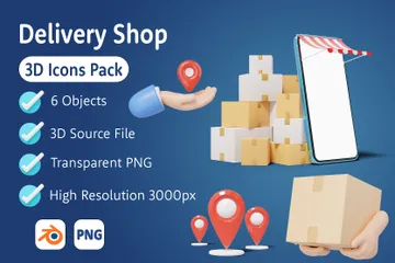 Delivery Shop 3D Icon Pack