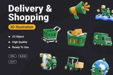 Delivery & Shopping 3D Icon Pack