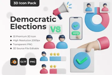 Demokratische Wahlen 3D Icon Pack