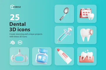 Ícones 3D dentários Pacote de Icon 3D