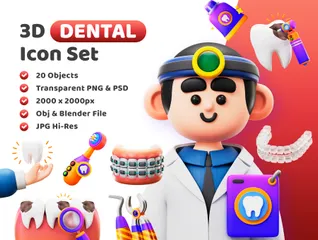 Zahnmedizinisch 3D Icon Pack