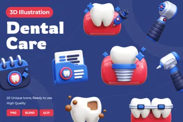 Dental Care 3D Icon Pack