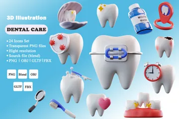 Dental Care 3D Icon Pack