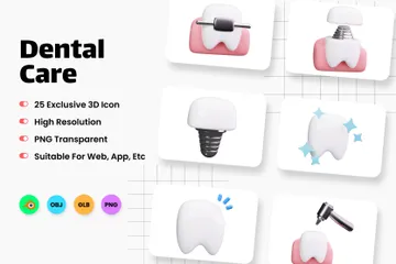 Dental Care 3D Icon Pack