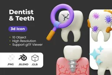 치과의사 및 치아 3D Icon 팩