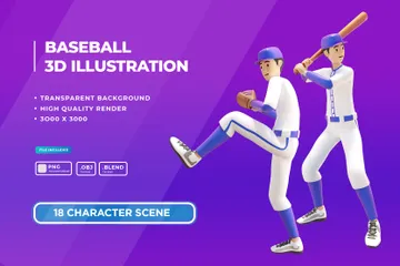Deporte de béisbol Paquete de Illustration 3D