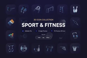 Deporte y aptitud Paquete de Icon 3D